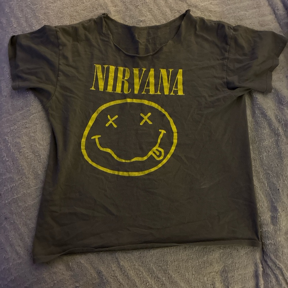 NIRVANA Women’s  Grey T-Shirt with Yellow Graphic